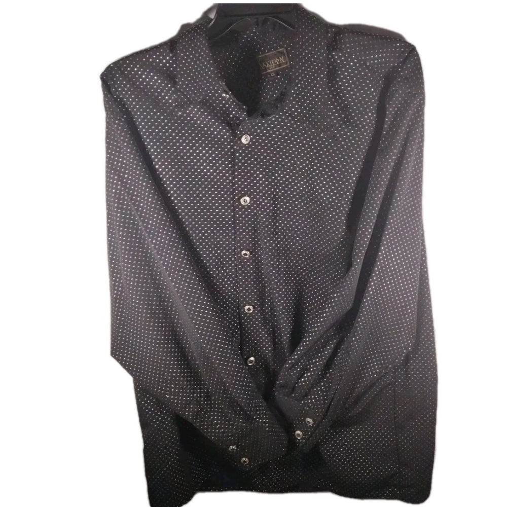 Classic Black and White Polka Dot Button Down Shirt